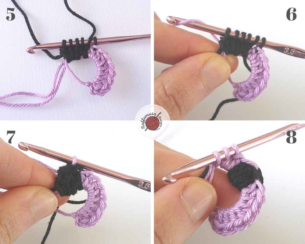 How to change color in crochet for the ladybug granny square.