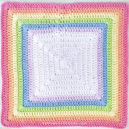 Rainbow Solid Granny Square - Raffamusa Designs