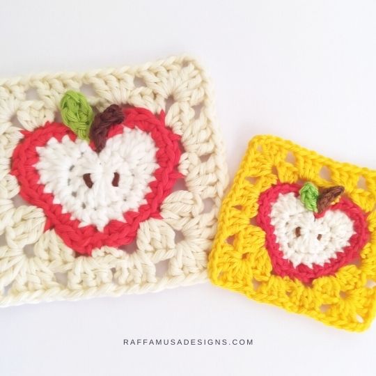 Apple Granny Square - Free Crochet Pattern - Raffamusa Designs