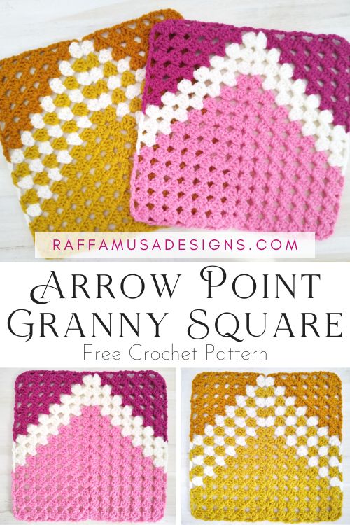 Arrow Point Granny Square - Free Crochet Pattern - Raffamusa Designs