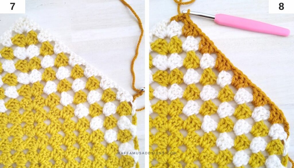 Crochet Arrow Point Granny Square Pattern - 7 and 8 - Raffamusa Designs
