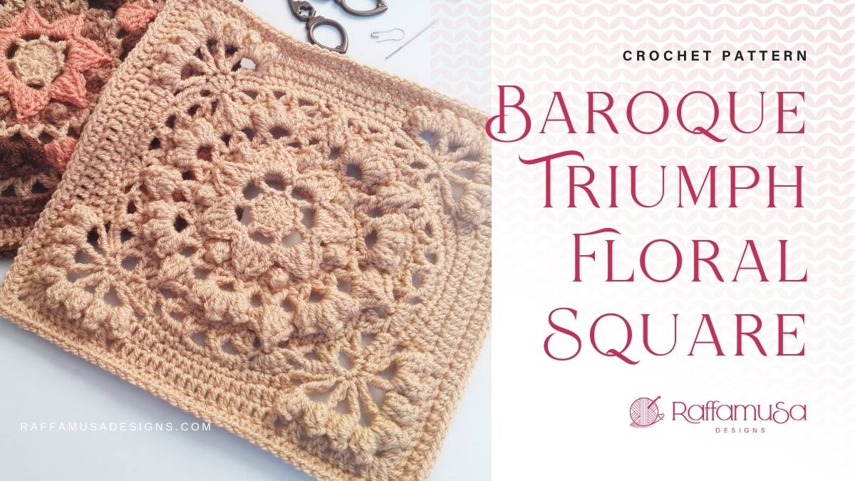 Baroque Triumph Floral Square - Free Crochet Pattern - Raffamusa Designs
