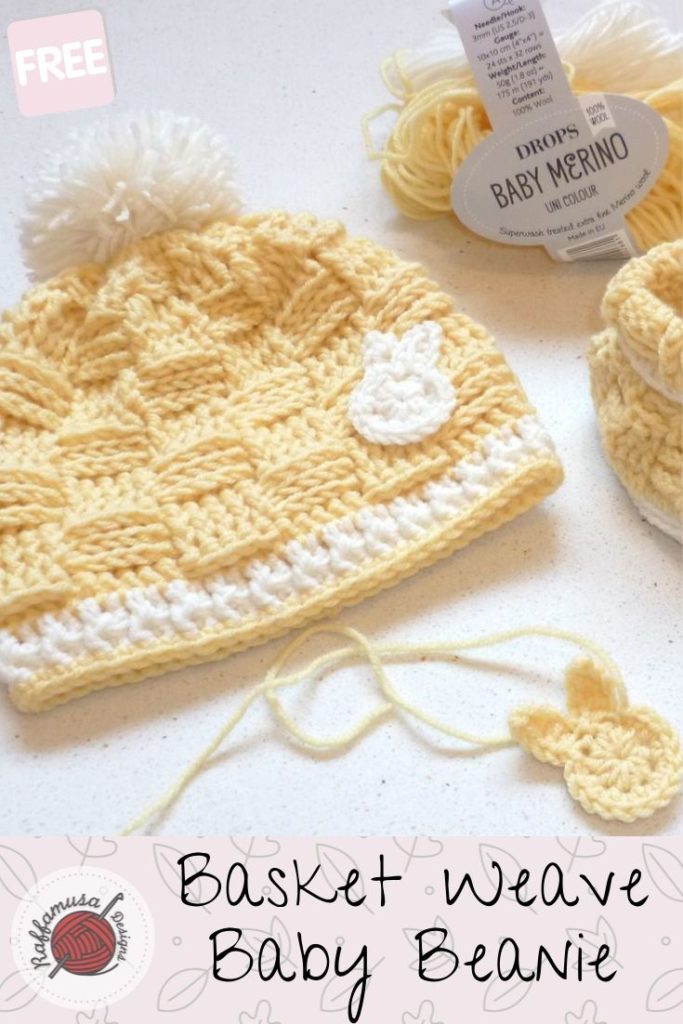 Pin the pattern of the Crochet Basketweave Baby Beanie to your Pinterest board