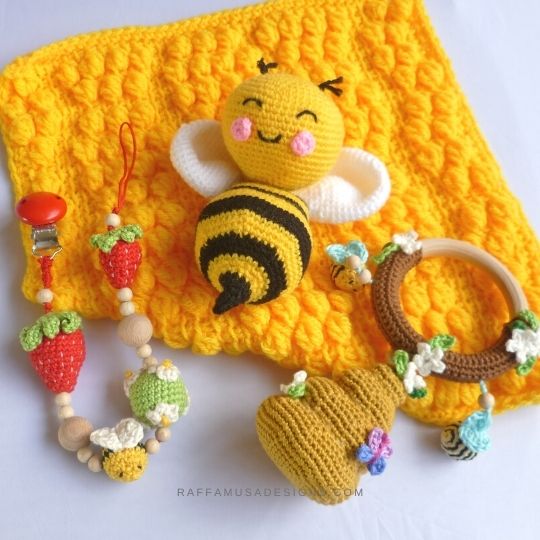 Bee, Beehive, and Strawberry Amigurumi - Raffamusa Designs