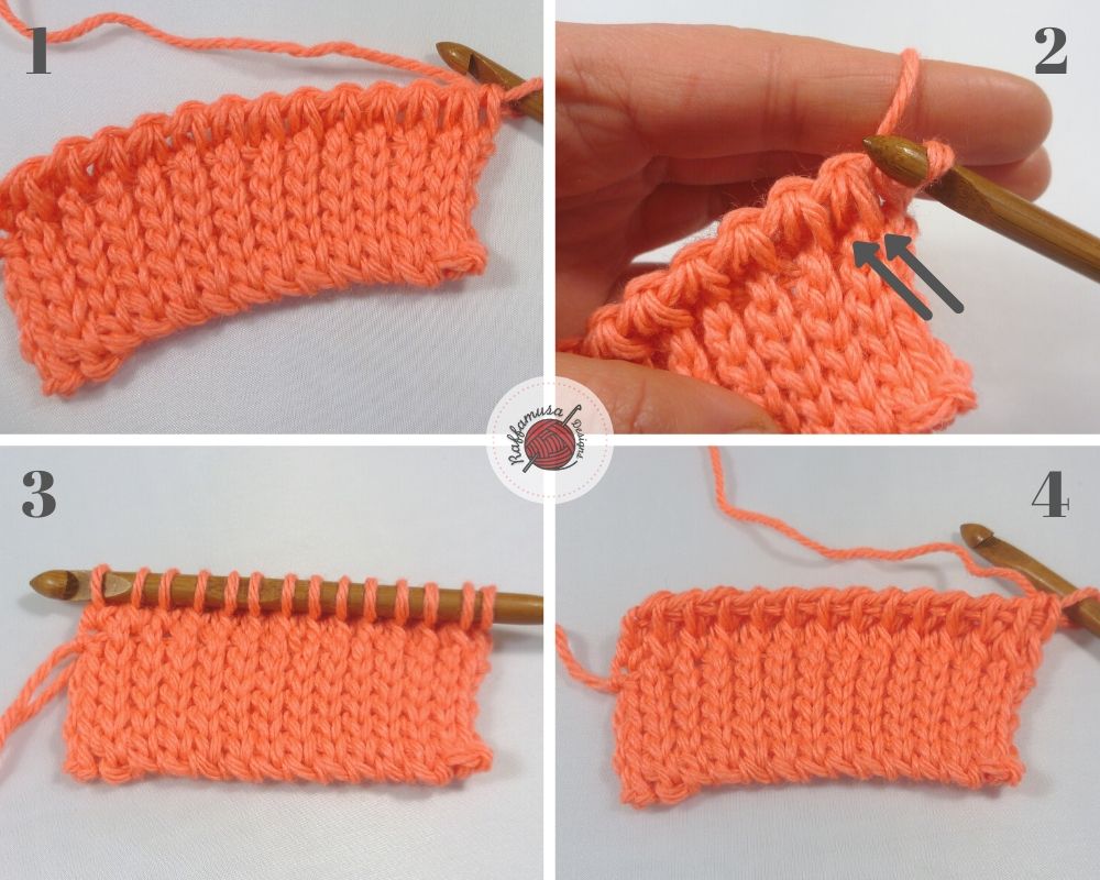 How to Tunisian crochet the second row of the body of the beanie.