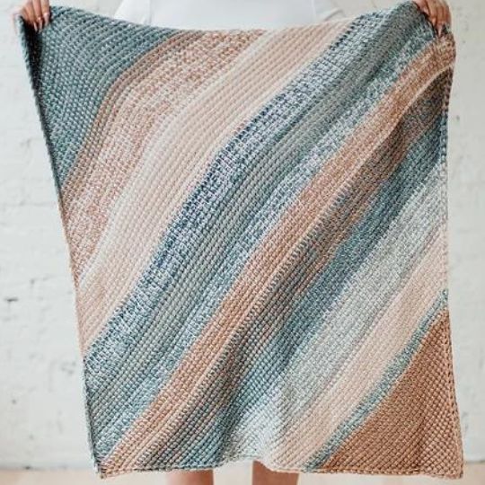 Bias Tunisian Baby Blanket - TL Yarn Crafts