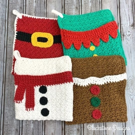 Blackstone Designs - Santa, Elf, Snowman, and Gingerbread Belly Pot Holders