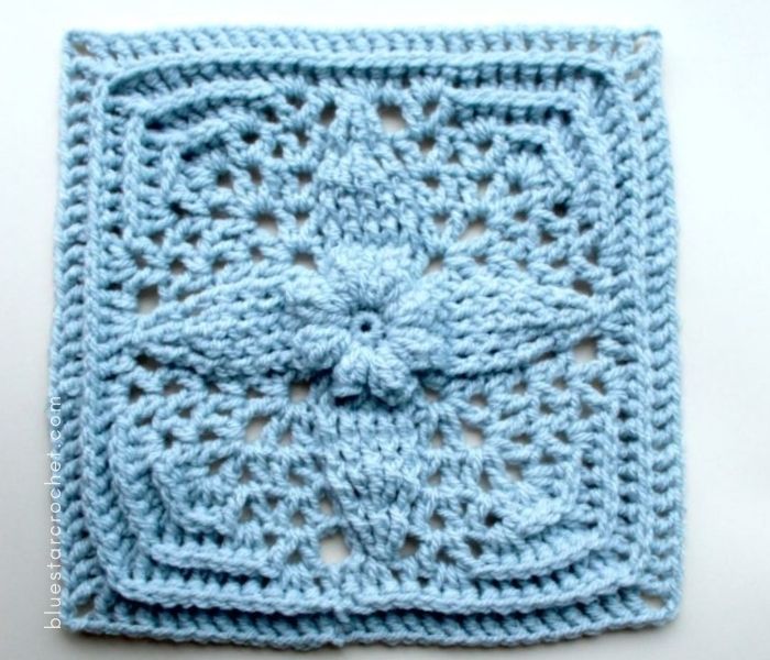 Textured Flower Square - Blue Star Crochet