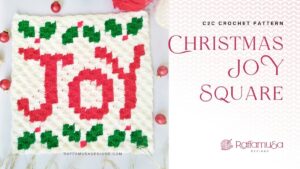 C2C Christmas JOY Afghan Block - Free Crochet Pattern - Raffamusa Designs