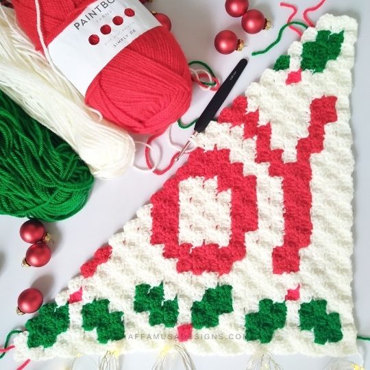 Christmas Joy C2c Crochet Square Free Pattern Raffamusadesigns - C2c Designs Decorative Home Accessories Uk