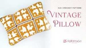 C2C Crochet Vintage Pillow - Free Pattern - Raffamusa Designs
