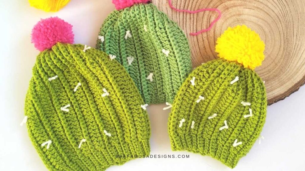 Cactus Beanie - Newborn to Toddler - Free Crochet Pattern - Raffamusa Designs
