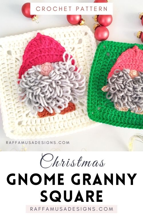 Christmas Gnome Granny Square - Free Crochet Pattern - Raffamusa Designs