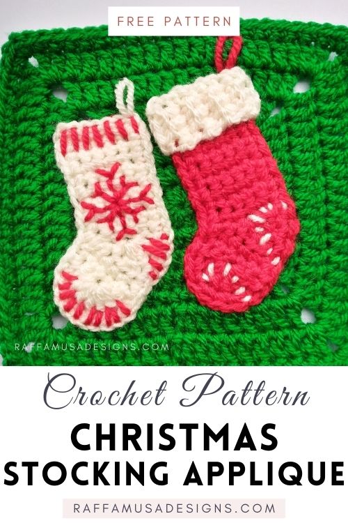 Christmas Stocking Applique - Free Crochet Pattern - Raffamusa Designs