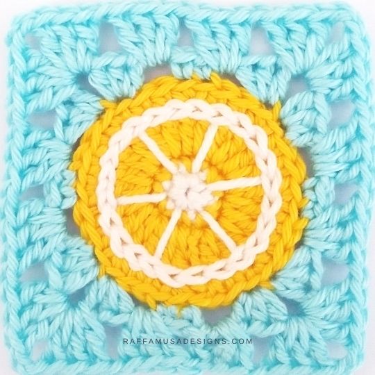 Lemon Granny Square - Free Crochet Pattern - Raffamusa Designs