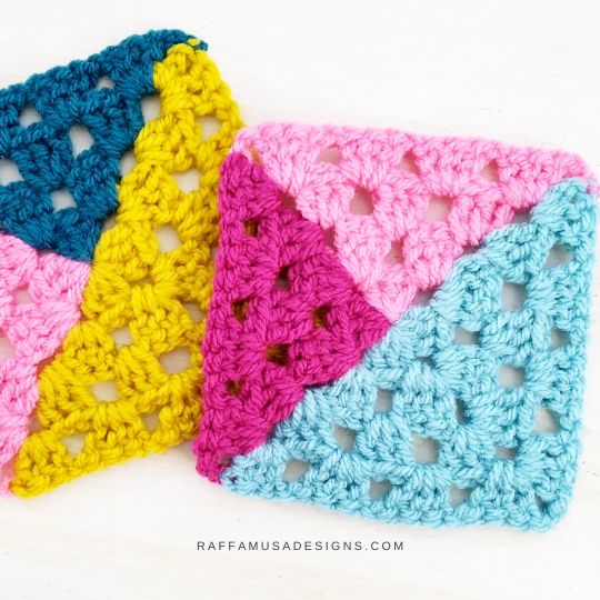 Crochet 3-Section Granny Square - Raffamusa Designs