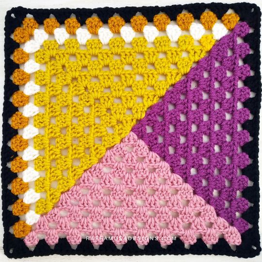 Crochet 3-Section Granny Square - Raffamusa Designs