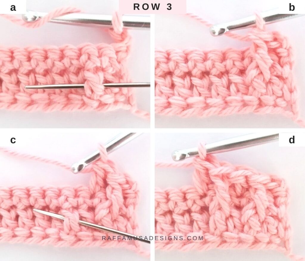 How to Crochet the Alpine Stitch - Row 3 - Raffamusa Designs