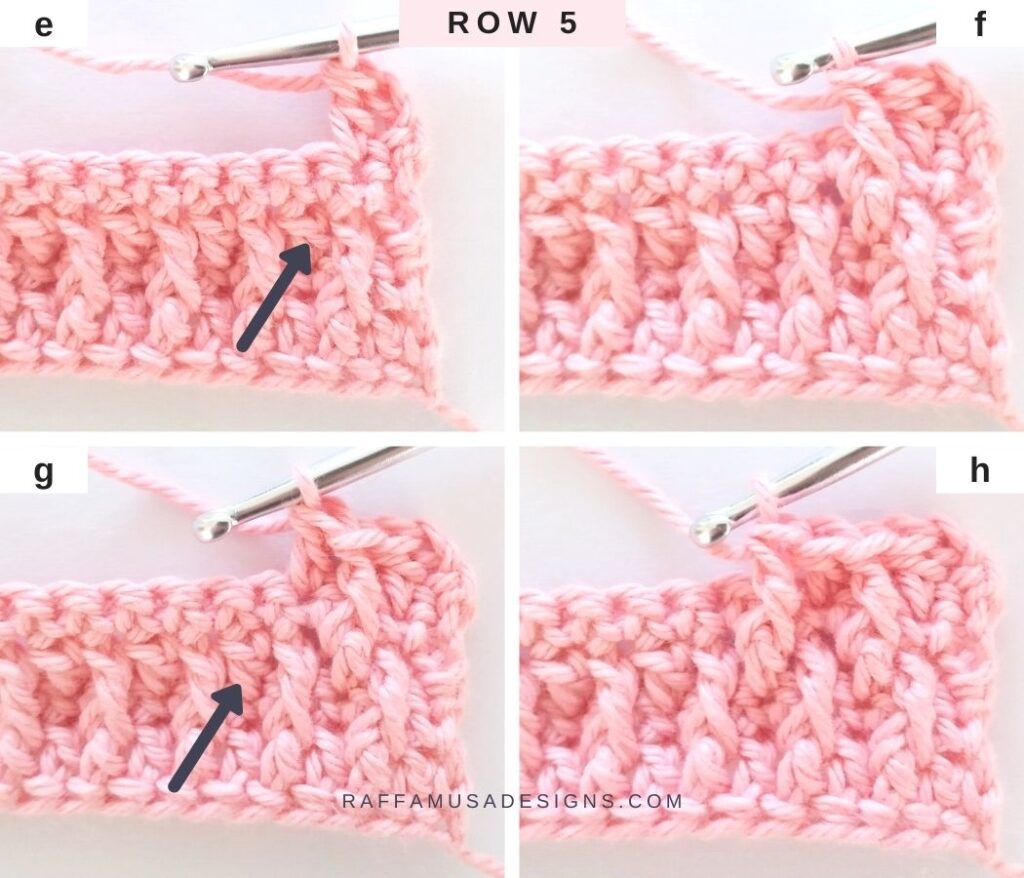 How to Crochet the Alpine Stitch - Row 5 - Raffamusa Designs