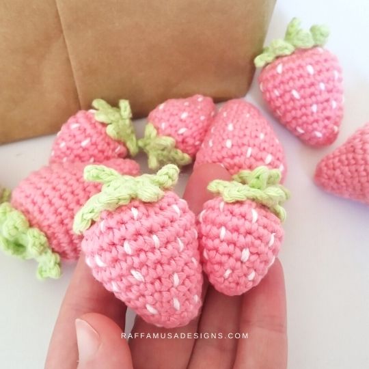 Crochet Amigurumi Strawberries - Raffamusa Designs
