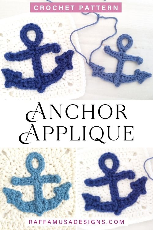 Crochet Anchor Applique - Free Crochet Pattern & Video Tutorial - Raffamusa Designs