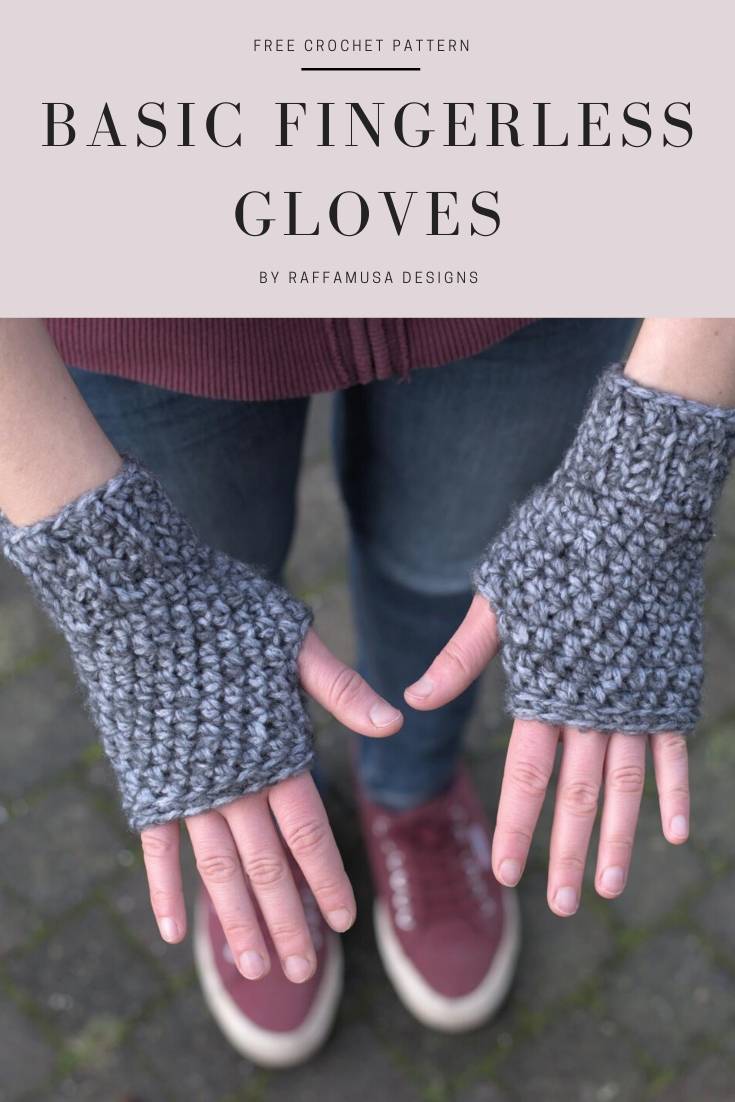 Basic Fingerless Gloves - Free Crochet Pattern - Raffamusa Designs