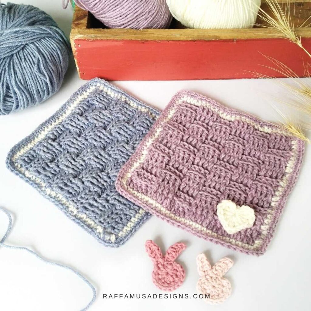 Crochet Basketweave Stitch Bonding Squares