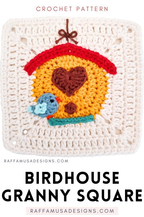 Birdhouse Granny Square - Free Crochet Pattern - Raffamusa Designs