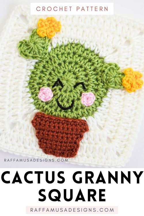 Crochet Cactus Granny Square - Free Pattern - Raffamusa Designs