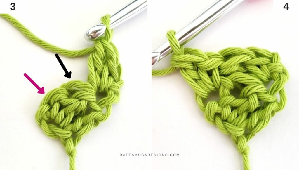 Crochet Suzette Stitch Triangle - Row 2 - Raffamusa Designs
