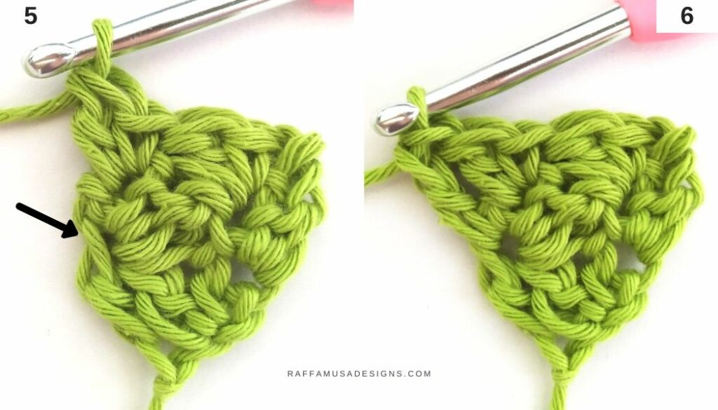 Crochet Suzette Stitch Triangle - Row 3 - Raffamusa Designs