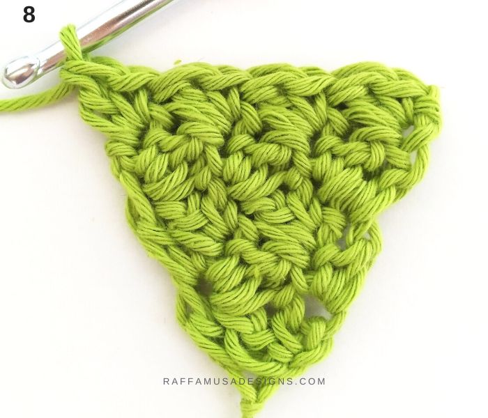 Crochet Suzette Stitch Triangle - Row 5 - Raffamusa Designs