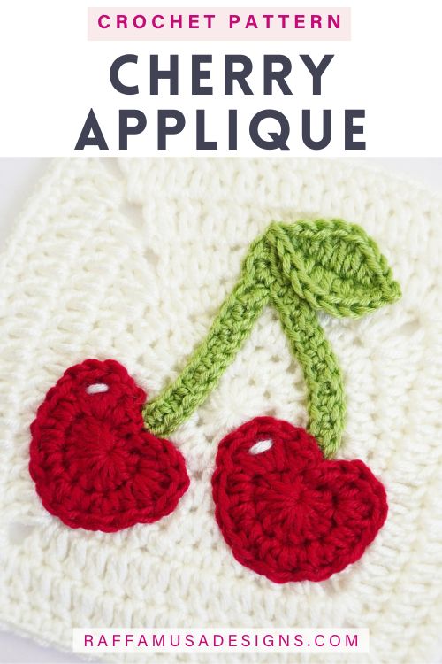 Crochet Cherry Applique - Free Pattern - Raffamusa Designs
