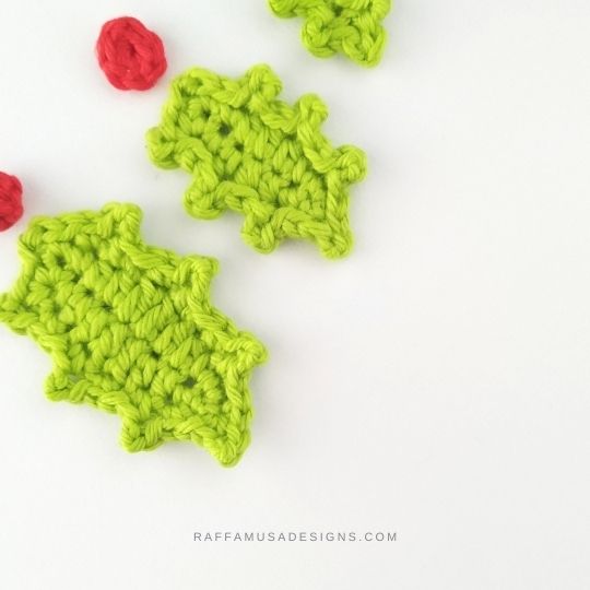 2 Paires de Holly Feuilles Crochet Applique/Embellissement/Motif/Noël Craft