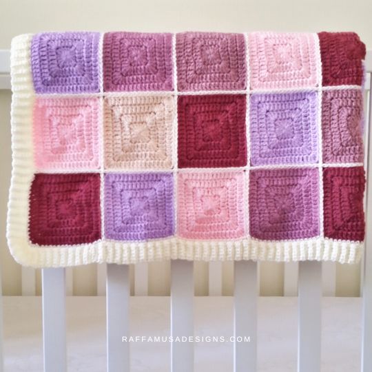 Crochet Color Salad Baby Blanket - For stroller and crib - Raffamusa Designs