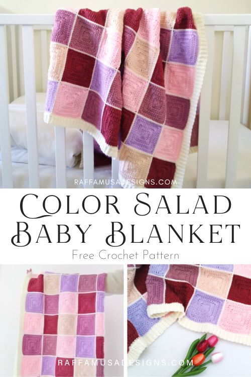 Color Salad Baby Blanket with Ribbed Border Tutorial - Free Crochet Pattern - Raffamusa Designs