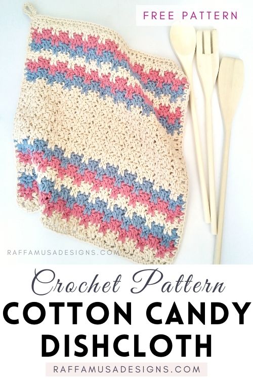 Crochet Pattern - Cotton Candy Dishcloth - using the Leaping Stripes and Blocks Stitch - Raffamusa Designs
