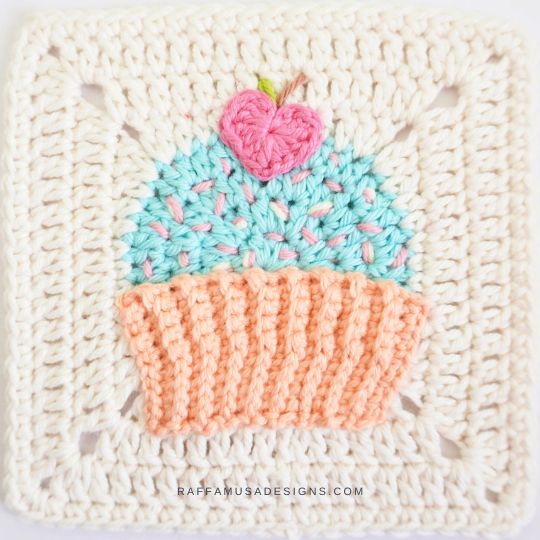 Crochet Muffin Granny Square - Raffamusa Designs