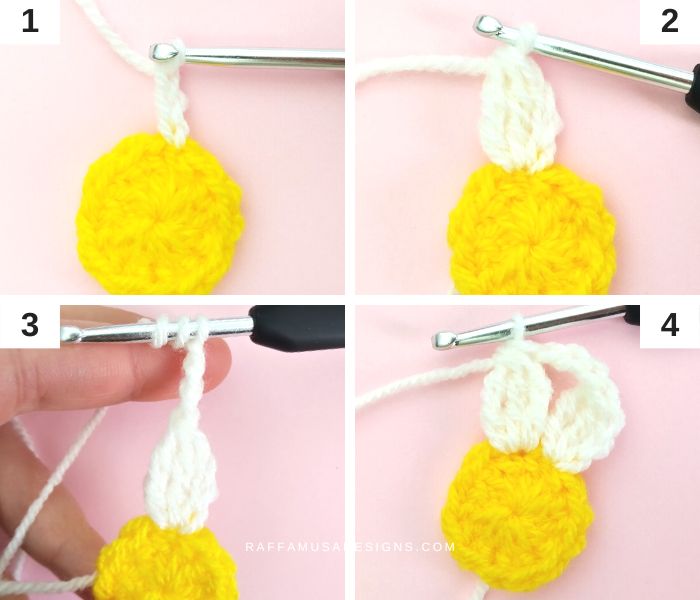 Crochet Daisy Granny Square - Tutorial 1-4 - Raffamusa Designs