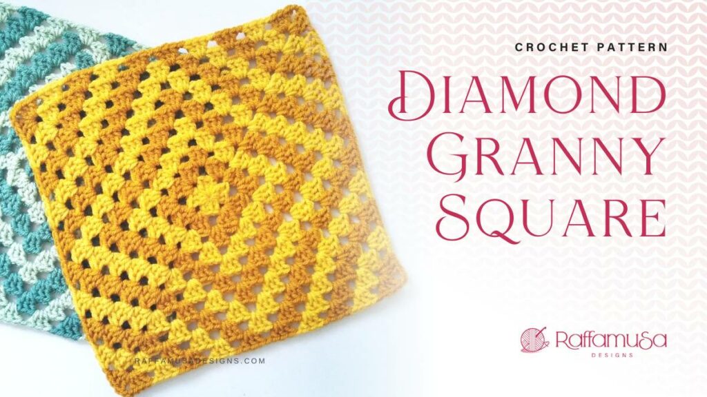 How to Crochet a Diamond Granny Square - Free Pattern - Raffamusa Designs