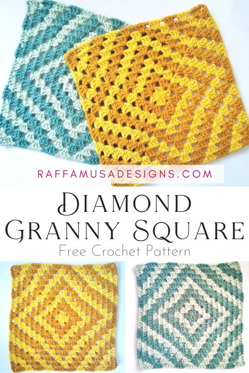 How to Crochet a Diamond Granny Square - Free Pattern - Raffamusa Designs