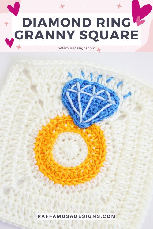 Crochet Diamond Ring Granny Square - Raffamusa Designs