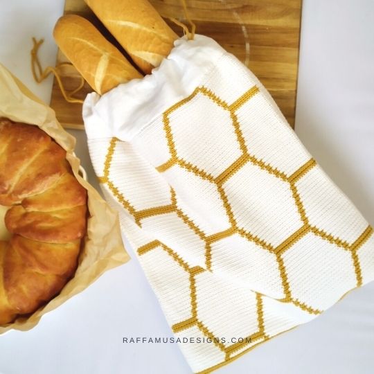 Tapestry Crochet Honeycomb Bread Bag - Raffamusa Designs