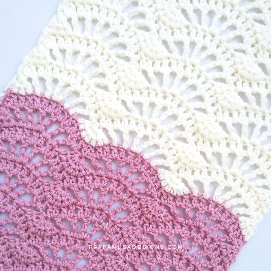 Crochet Feather and Fan Lace Stitch - Raffamusa Designs
