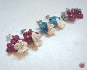 Crochet Flower Pendant Earrings Free Pattern