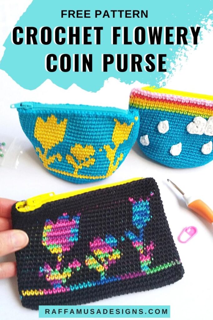 Pin the pattern of the flowery coin purse to your favorite Pinterest board