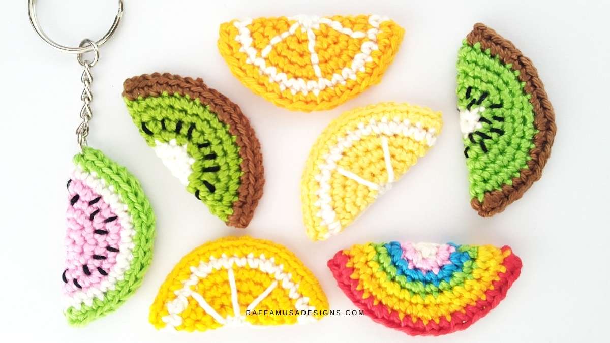 How to Crochet Easy Fruit Slices Keychains - For Beginners - Step-by-Step Tutorial - Raffamusa Designs