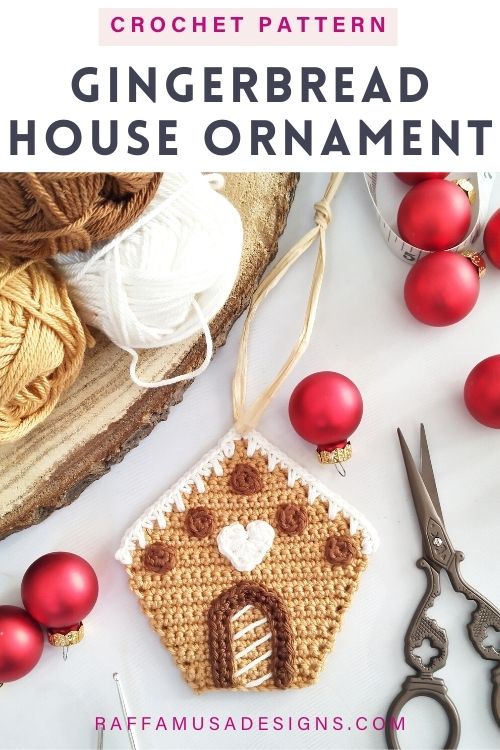 Crochet Gingerbread House Ornament Applique - Raffamusa Designs