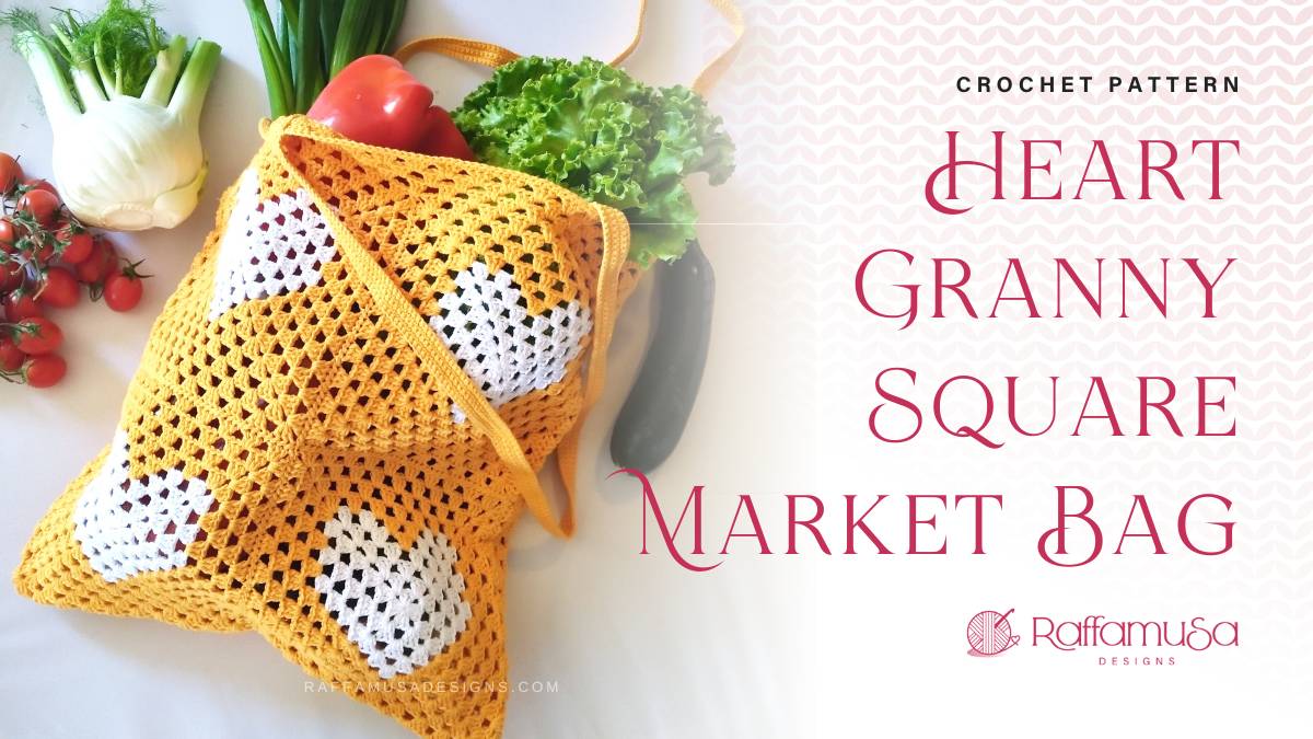 Granny Heart Market Bag - Free Crochet Pattern - Raffamusa Designs