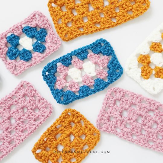 Crochet Granny Rectangles - Free Pattern - Raffamusa Designs